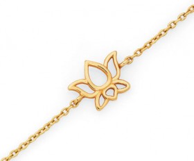 9ct-Gold-19cm-Lotus-Flower-Solid-Trace-Bracelet on sale