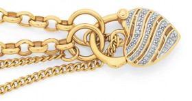 9ct-Gold-19cm-Solid-Belcher-Diamond-Padlock-Bracelet on sale