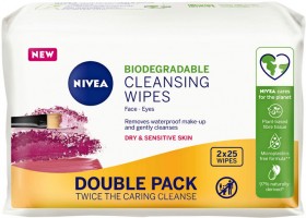 Nivea-Gentle-Biodegradable-Facial-Cleansing-Wipes-Twin-Pack-50-Wipes on sale