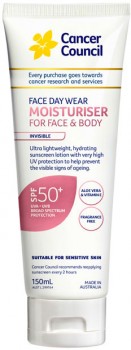 Cancer-Council-Face-Body-Moisturiser-SPF50-Invisible-150mL on sale