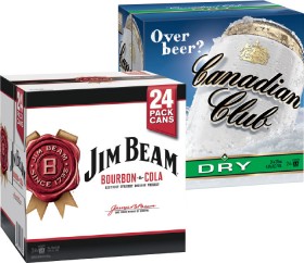 Canadian-Club-Dry-or-Jim-Beam-Cola-Cubes-48-24-Pack on sale
